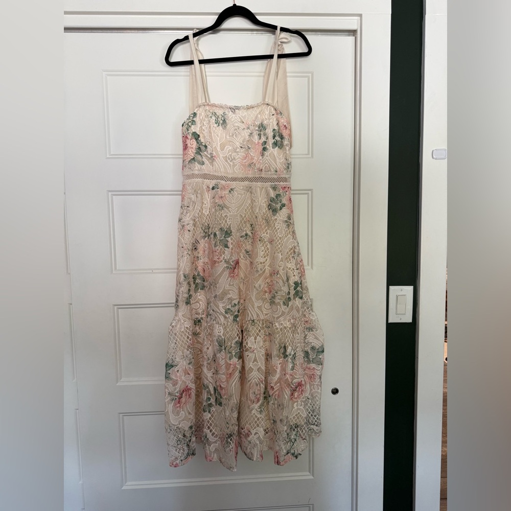 SHEIN Floral Lace Dress - Cream and Pink